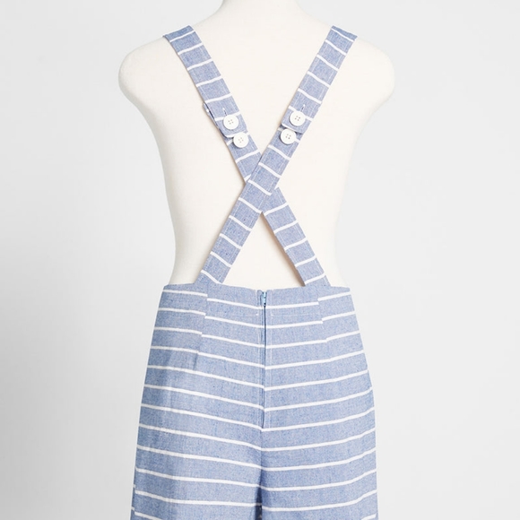 Vintage style Chambray stripe romper shortalls NWT - Picture 2 of 5